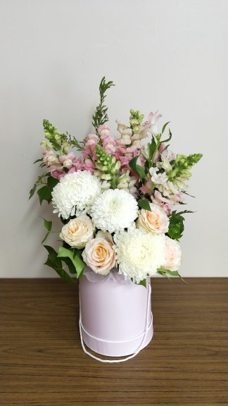 Pastel hat box arrangement, perfect for any occasion