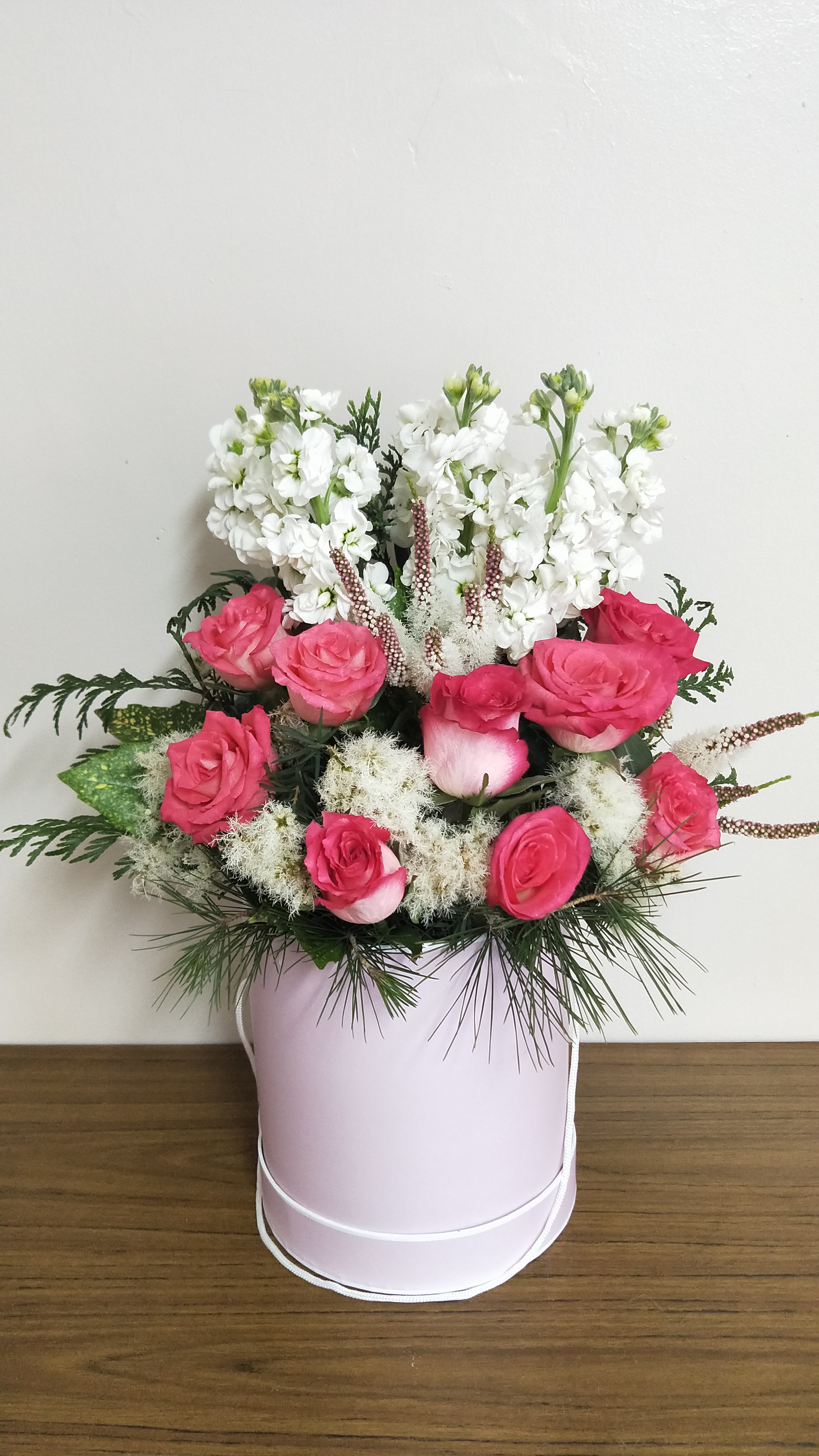Bella hatbox arrangement makes an ideal gift for many occasions.